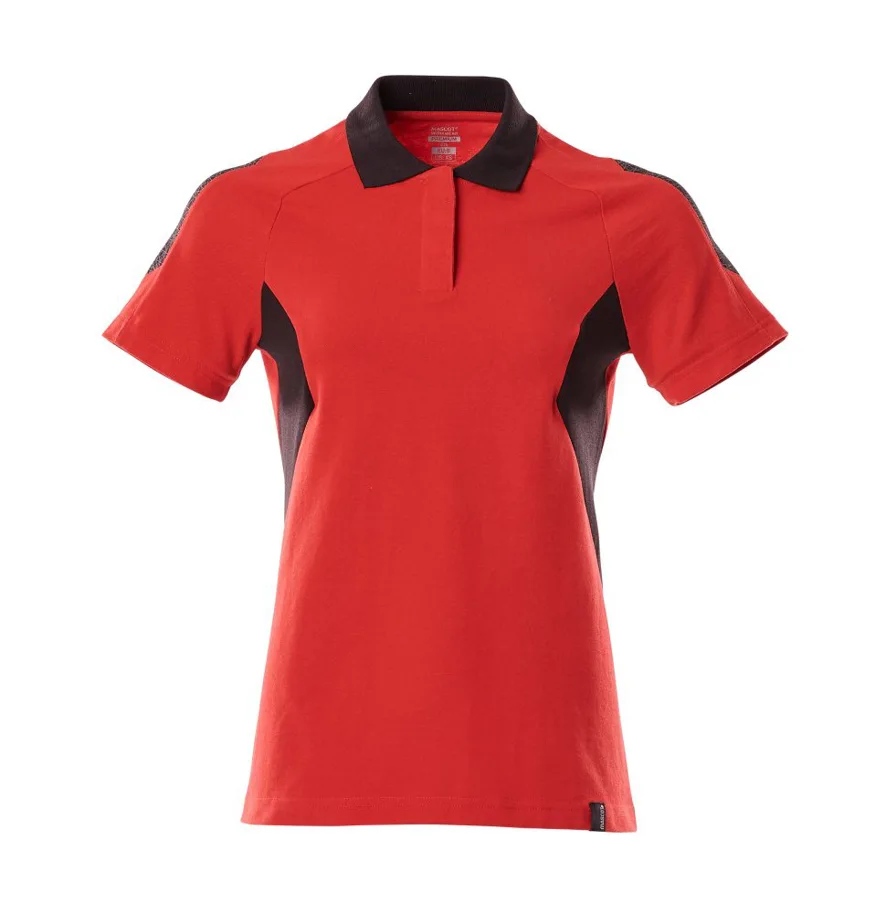 Polo-Shirt Damen verkehrsrot/schwarz